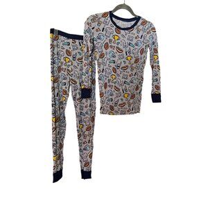 Little Sleepies Pajama Set Size 12/14 Football Game Day Long Sleeve